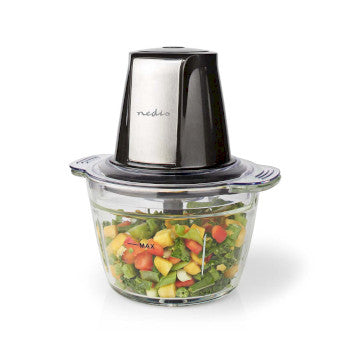 Food Chopper | 500W | 1 l | Glass | 1-Speed ​​Setting | Black / Silver