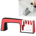 Affilacoltelli 4 in 1 in acciaio inossidabile Strumento per affilare rapidamente a mano a quattro sezioni con impugnatura antiscivolo, 4 in 1 (Black), 4 in 1 (Red)