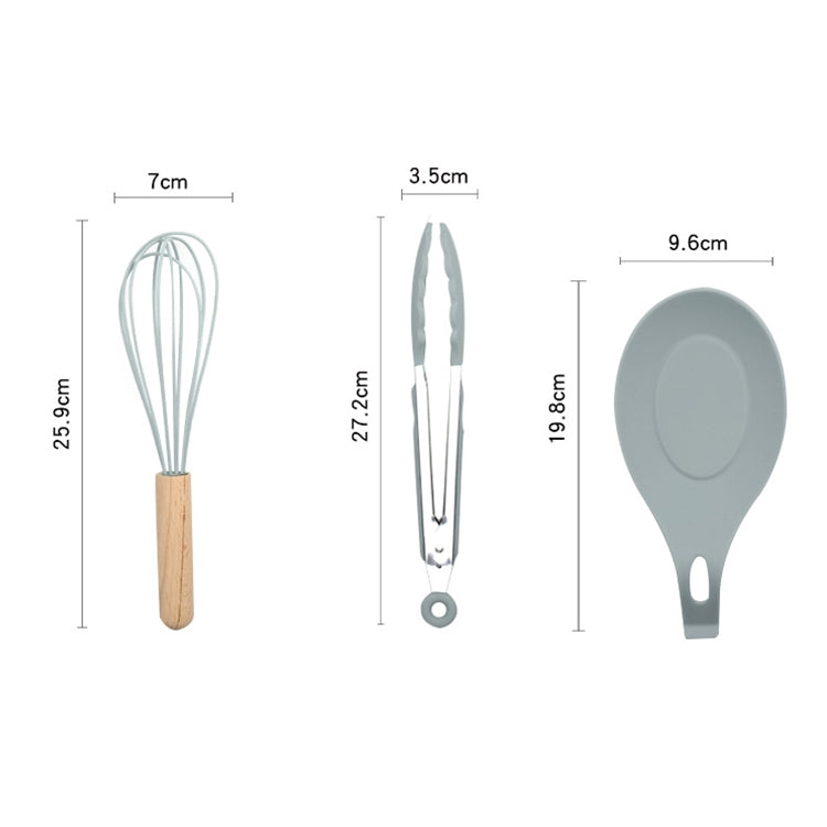 Set di posate da cucina resistenti al calore con manico in legno di silicone 13 in 1, utensili da cucina con contenitore grande, 13 in 1, with Large Container