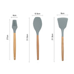 Set di posate da cucina resistenti al calore con manico in legno di silicone 13 in 1, utensili da cucina con piccolo contenitore, 13 in 1, with Small Container