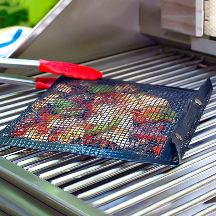 Borsa da forno per barbecue in rete antiaderente resistente al calore per barbecue, dimensioni: 24 x 14 cm (nero), 24 x 14cm (Black)