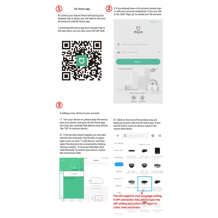 Fornello a induzione con schermo OLED originale Xiaomi Mijia 2100W 2 Controllo app connessione NFC, presa americana, Cooker 2 2100W