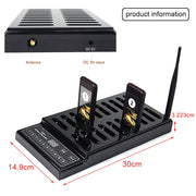QC100 Sistema di chiamata cercapersone wireless per ristoranti a 999 canali con 20 cercapersone sottobicchiere, presa americana