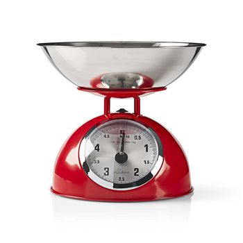 Kitchen Scales | Analogue | Stainless Steel | Removable Bowl | Red