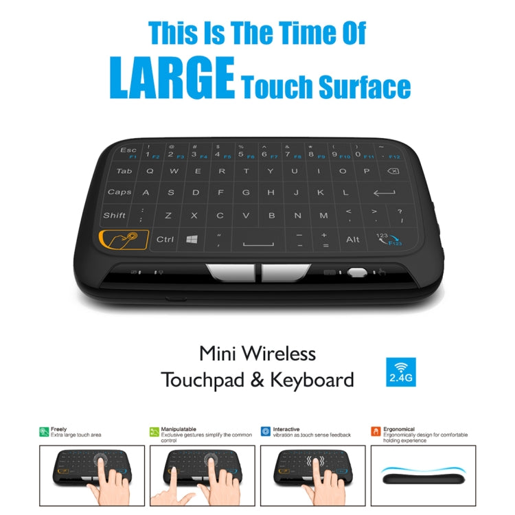 Tastiera QWERTY mini mouse wireless H18 da 2,4 GHz con touchpad/vibrazione per PC, TV, H18 Wireless Keyboard