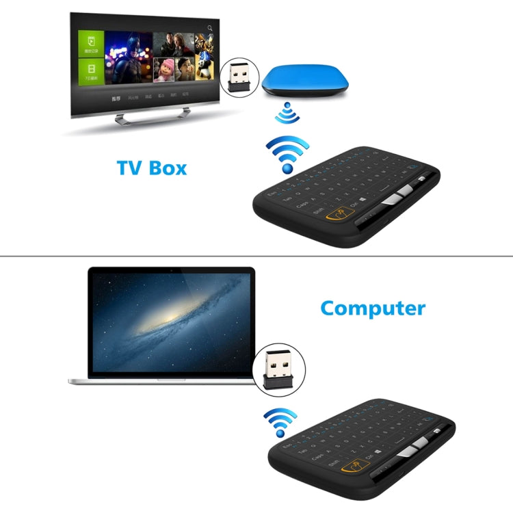 Tastiera QWERTY mini mouse wireless H18 da 2,4 GHz con touchpad/vibrazione per PC, TV, H18 Wireless Keyboard