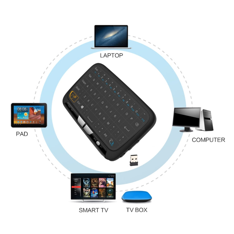 Tastiera QWERTY mini mouse wireless H18 da 2,4 GHz con touchpad/vibrazione per PC, TV, H18 Wireless Keyboard