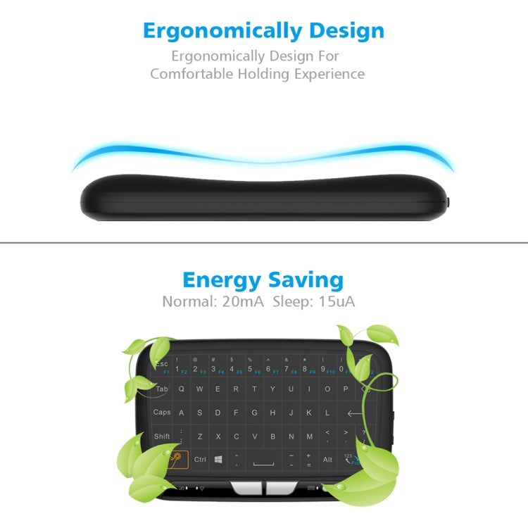 Tastiera QWERTY mini mouse wireless H18 da 2,4 GHz con touchpad/vibrazione per PC, TV, H18 Wireless Keyboard