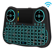 Mini tastiera QWERTY wireless Air Mouse MT08 da 2,4 GHz con retroilluminazione colorata, touchpad e controllo multimediale per PC, TV, MT08