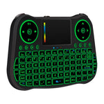 Mini tastiera QWERTY wireless Air Mouse MT08 da 2,4 GHz con retroilluminazione colorata, touchpad e controllo multimediale per PC, TV, MT08