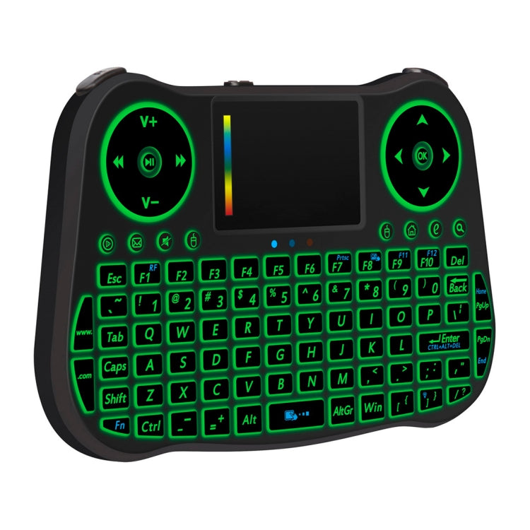 Mini tastiera QWERTY wireless Air Mouse MT08 da 2,4 GHz con retroilluminazione colorata, touchpad e controllo multimediale per PC, TV, MT08