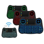 Mini tastiera QWERTY wireless Air Mouse MT08 da 2,4 GHz con retroilluminazione colorata, touchpad e controllo multimediale per PC, TV, MT08