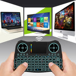 Mini tastiera QWERTY wireless Air Mouse MT08 da 2,4 GHz con retroilluminazione colorata, touchpad e controllo multimediale per PC, TV, MT08