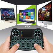 Mini tastiera QWERTY wireless Air Mouse MT08 da 2,4 GHz con retroilluminazione colorata, touchpad e controllo multimediale per PC, TV, MT08