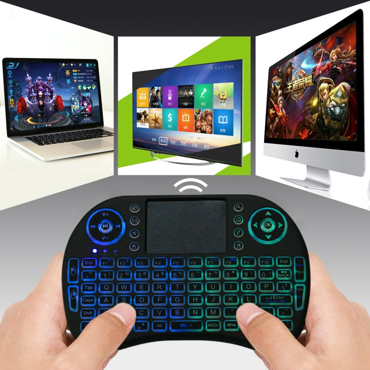 Tastiera wireless Mini i8 2,4 GHz con touchpad e retroilluminazio