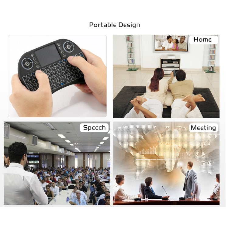 Tastiera wireless Mini i8 2,4 GHz con touchpad e retroilluminazio