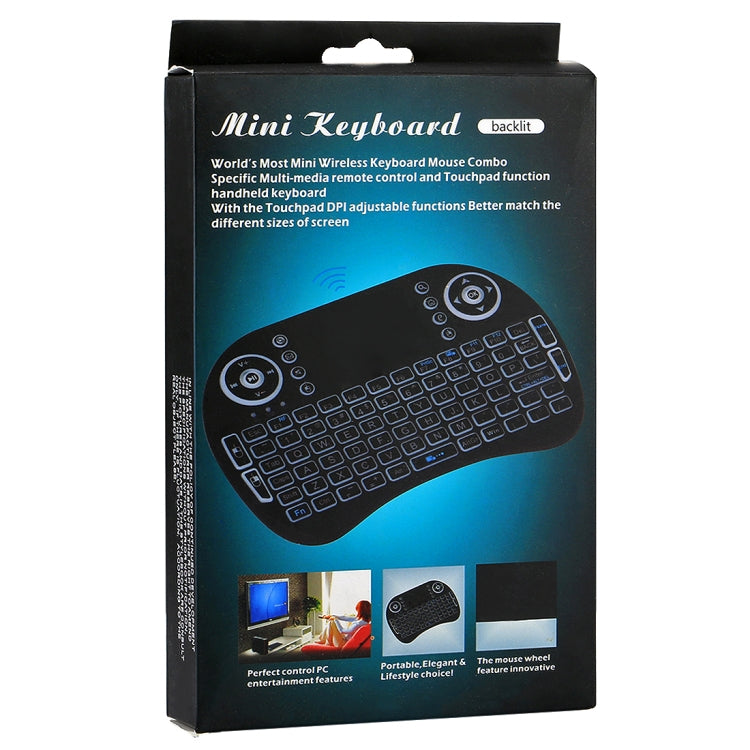 Tastiera wireless Mini i8 2,4 GHz con touchpad e retroilluminazio
