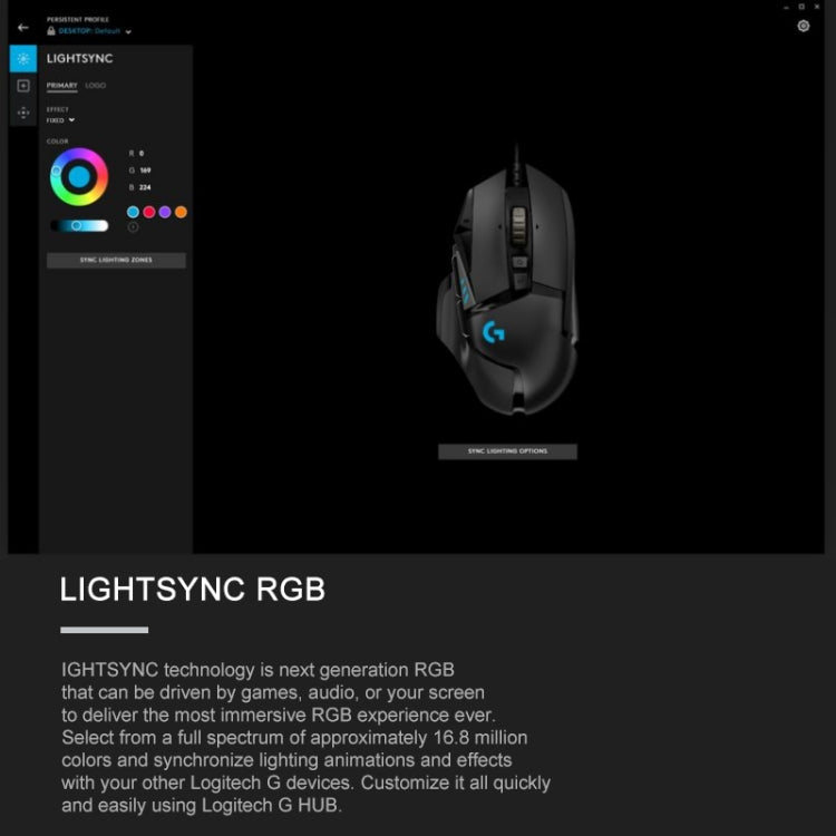 Mouse da gioco cablato Logitech G502 HERO con 11 pulsanti, lunghezza: 2,1 m