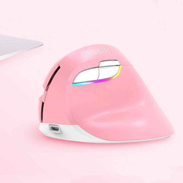 DELUX M618 Mini 2.4G Wireless 2400 DPI USB ricaricabile ergonomico mouse verticale, M618 Pink, M618 Grey