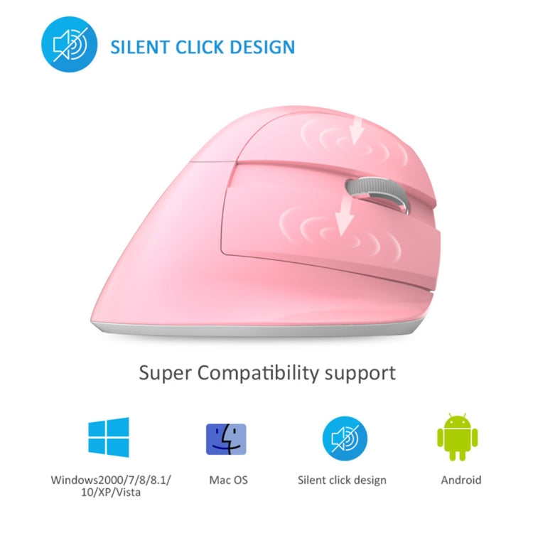 DELUX M618 Mini 2.4G Wireless 2400 DPI USB ricaricabile ergonomico mouse verticale, M618 Pink, M618 Grey