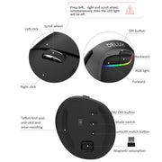 DELUX M618 Mini 2.4G Wireless 2400 DPI USB ricaricabile ergonomico mouse verticale, M618 Pink, M618 Grey