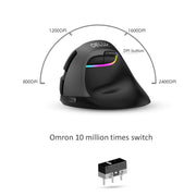 DELUX M618 Mini 2.4G Wireless 2400 DPI USB ricaricabile ergonomico mouse verticale, M618 Pink, M618 Grey