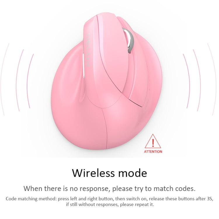 DELUX M618 Mini 2.4G Wireless 2400 DPI USB ricaricabile ergonomico mouse verticale, M618 Pink, M618 Grey