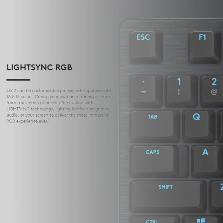Tastiera da gioco meccanica cablata Logitech G512 RGB asse L, lunghezza: 1,8 m, Logitech G512 L-axis