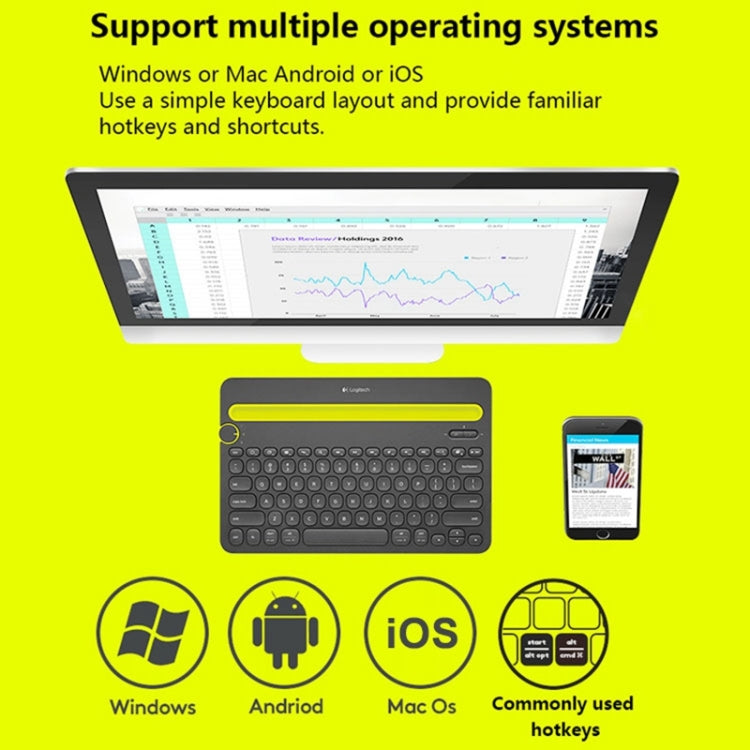 Tastiera Bluetooth wireless multidispositivo Logitech K480 Bluetooth 3.0 con supporto