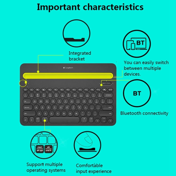 Tastiera Bluetooth wireless multidispositivo Logitech K480 Bluetooth 3.0 con supporto