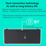 Logitech K780 Tastiera wireless multidispositivo Bluetooth + Unifying Dual Mode con supporto
