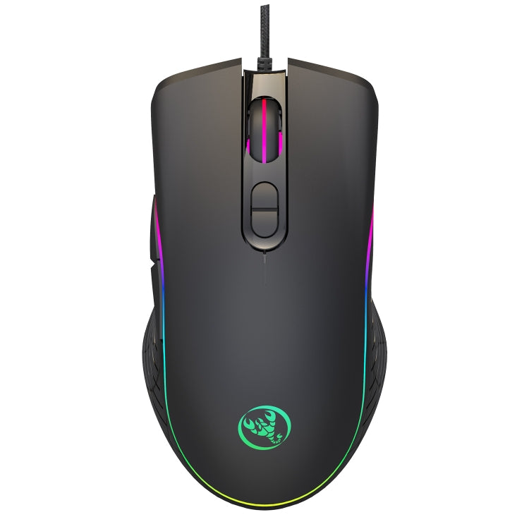 HXSJ A867 Mouse da gioco E-Sport cablato USB 6400 DPI regolabile a quattro velocità RGB illuminato, lunghezza: 1,5 m, A867 Black