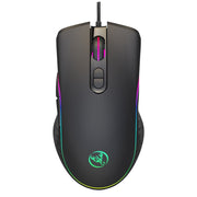 HXSJ A867 Mouse da gioco E-Sport cablato USB 6400 DPI regolabile a quattro velocità RGB illuminato, lunghezza: 1,5 m, A867 Black