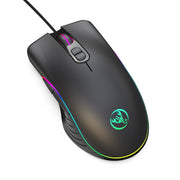 HXSJ A867 Mouse da gioco E-Sport cablato USB 6400 DPI regolabile a quattro velocità RGB illuminato, lunghezza: 1,5 m, A867 Black