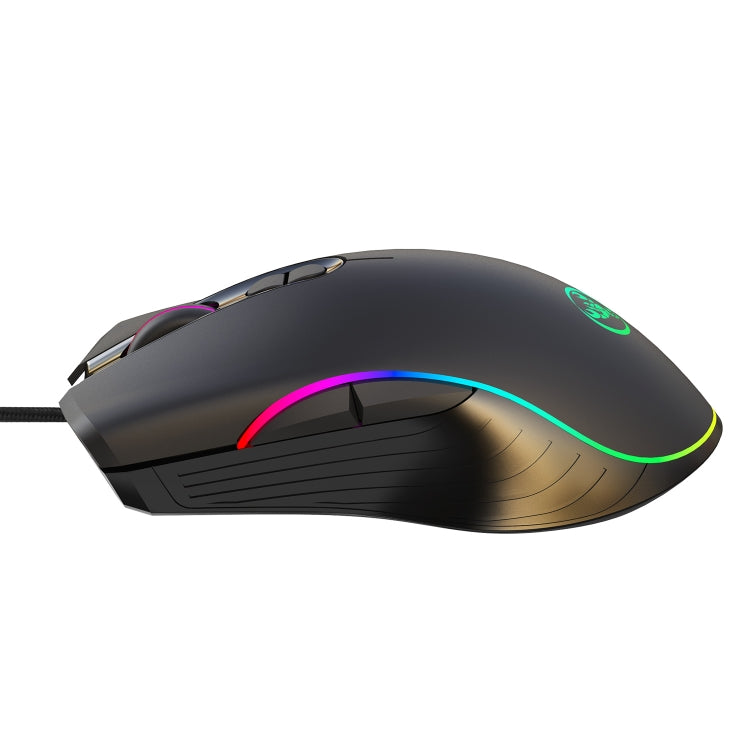 HXSJ A867 Mouse da gioco E-Sport cablato USB 6400 DPI regolabile a quattro velocità RGB illuminato, lunghezza: 1,5 m, A867 Black