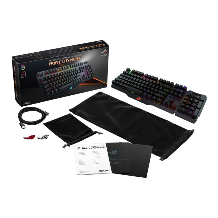 Tastiera da gioco ASUS Claymore USB 2.0 RGB retroilluminata staccabile cablata meccanica con interruttore nero con cavo staccabile, Claymore