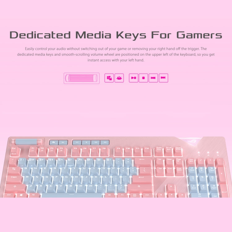 ASUS Strix Flare Pink LTD Tastiera da gioco cablata retroilluminata RGB con poggiapolsi rimovibile (interruttore meccanico marrone), Strix Flare Pink LTD
