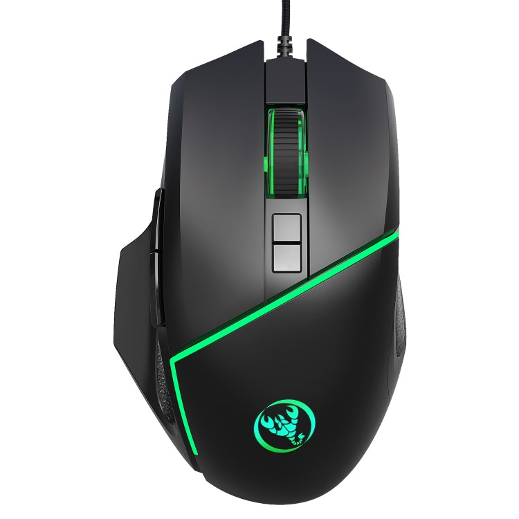HXSJ A876 Mouse cablato Colorato Emissione di luce sincrona Mouse da gioco con luce regolabile 6400 dpi, Lunghezza: 150 cm
