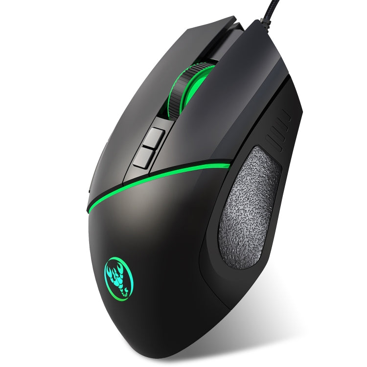 HXSJ A876 Mouse cablato Colorato Emissione di luce sincrona Mouse da gioco con luce regolabile 6400 dpi, Lunghezza: 150 cm