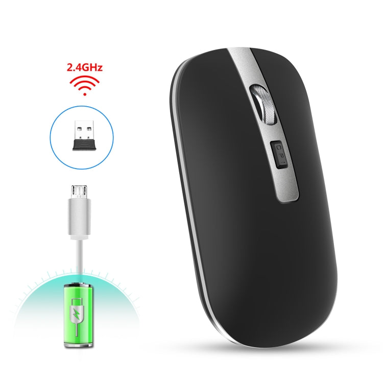 HXSJ M30 Mouse wireless ricaricabile con rotella in metallo Muto Mouse da ufficio 2.4G Batteria incorporata da 500 mAh