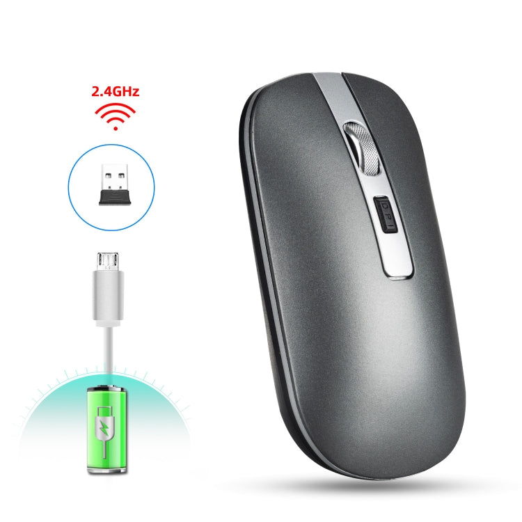 HXSJ M30 Mouse wireless ricaricabile con rotella in metallo Muto Mouse da ufficio 2.4G Batteria incorporata da 500 mAh