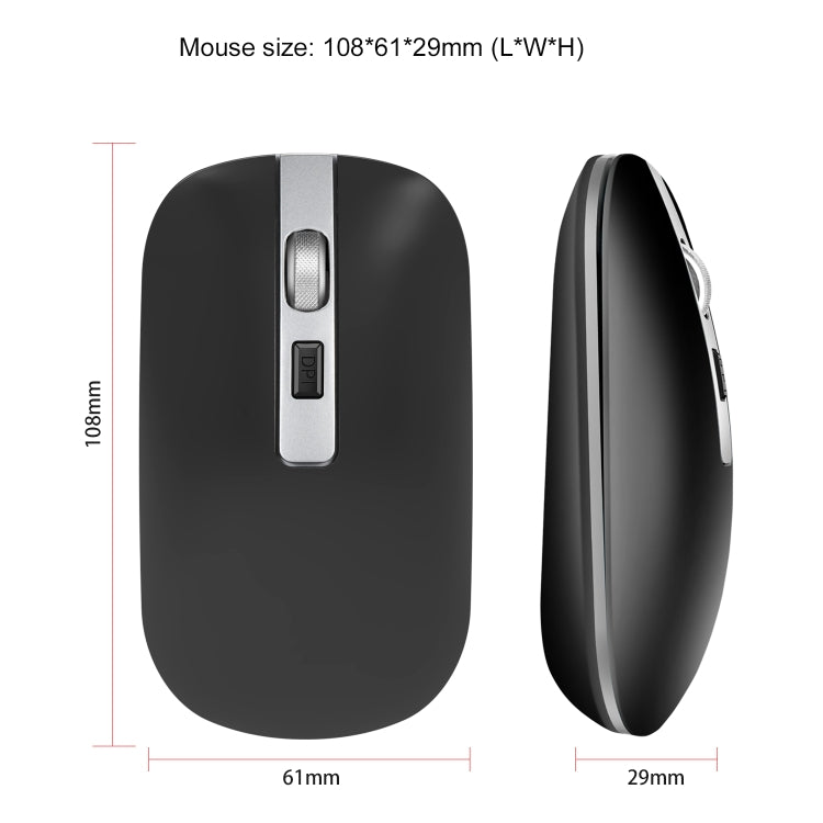 HXSJ M30 Mouse wireless ricaricabile con rotella in metallo Muto Mouse da ufficio 2.4G Batteria incorporata da 500 mAh