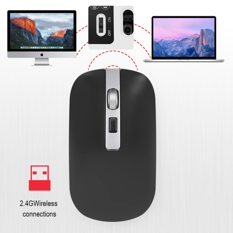 HXSJ M30 Mouse wireless ricaricabile con rotella in metallo Muto Mouse da ufficio 2.4G Batteria incorporata da 500 mAh
