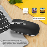 HXSJ M30 Mouse wireless ricaricabile con rotella in metallo Muto Mouse da ufficio 2.4G Batteria incorporata da 500 mAh