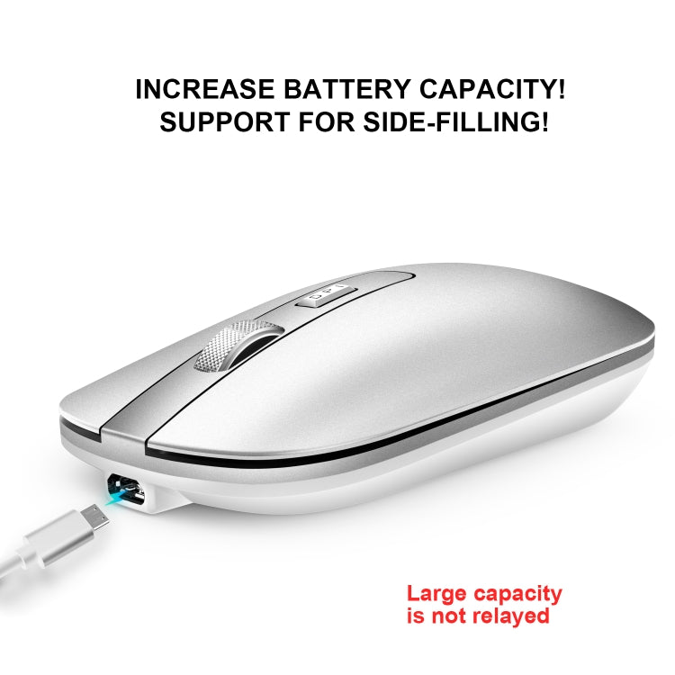 HXSJ M30 Mouse wireless ricaricabile con rotella in metallo Muto Mouse da ufficio 2.4G Batteria incorporata da 500 mAh