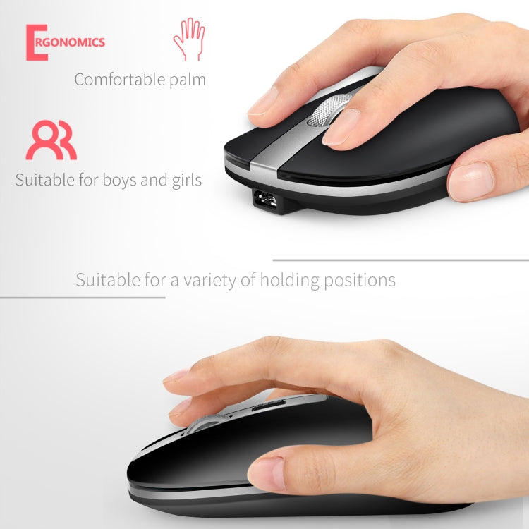 HXSJ M30 Mouse wireless ricaricabile con rotella in metallo Muto Mouse da ufficio 2.4G Batteria incorporata da 500 mAh