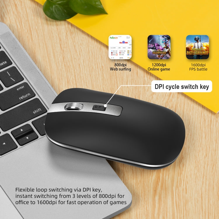 HXSJ M30 Mouse wireless ricaricabile con rotella in metallo Muto Mouse da ufficio 2.4G Batteria incorporata da 500 mAh