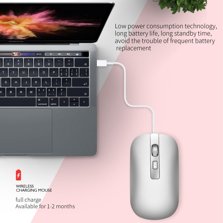 HXSJ M30 Mouse wireless ricaricabile con rotella in metallo Muto Mouse da ufficio 2.4G Batteria incorporata da 500 mAh
