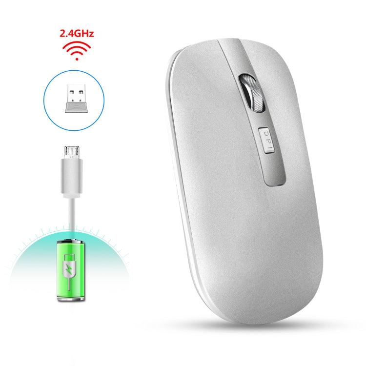 HXSJ M30 Mouse wireless ricaricabile con rotella in metallo Muto Mouse da ufficio 2.4G Batteria incorporata da 500 mAh