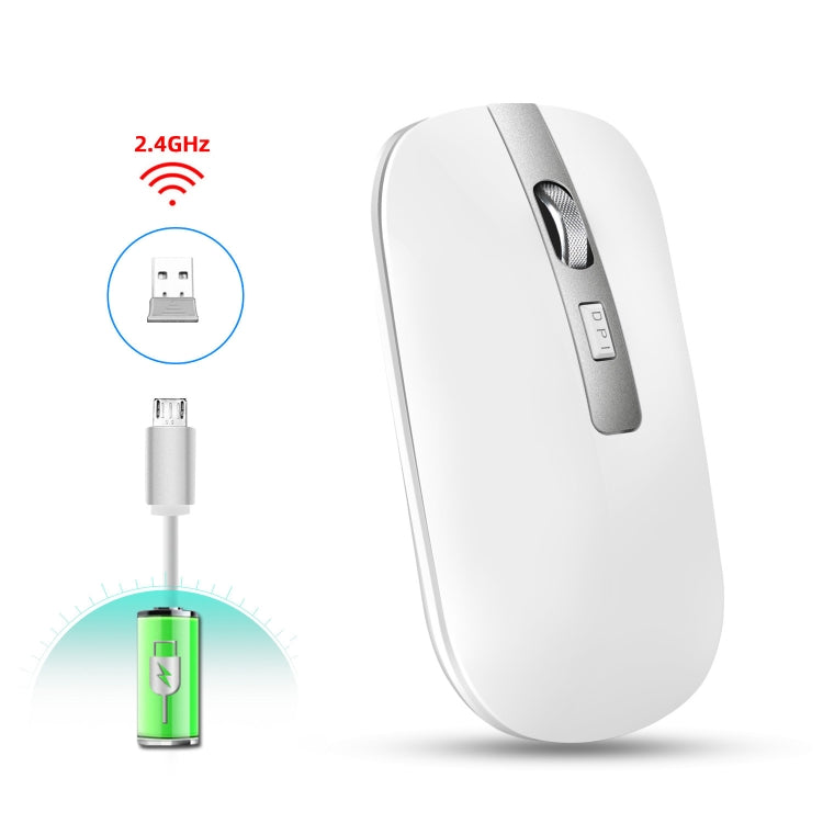 HXSJ M30 Mouse wireless ricaricabile con rotella in metallo Muto Mouse da ufficio 2.4G Batteria incorporata da 500 mAh